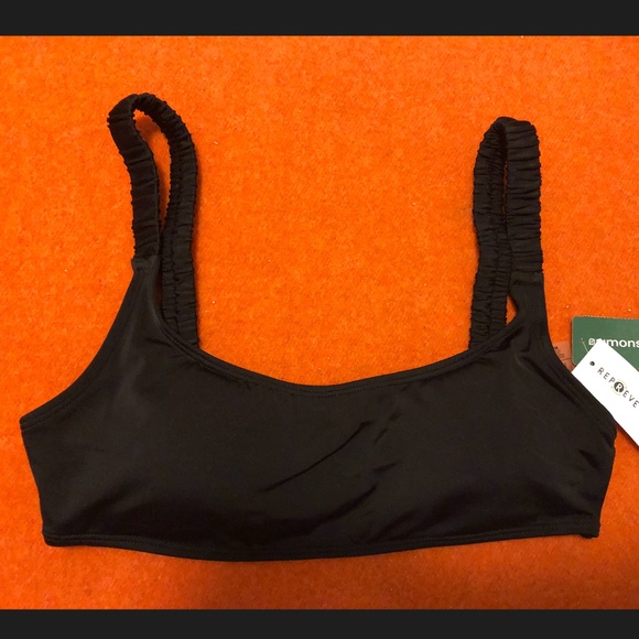 Black minimalist swimsuit bikini top bralette NWT - Picture 2 of 8